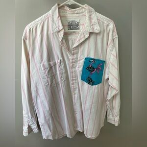 Vintage white and pink stripped button up shirt